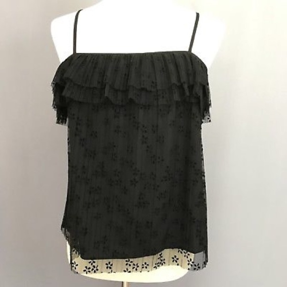 NWT J Crew Fluttery Lace Cami Top Blouse In Black